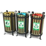 Üçlü Ahşap Geri Dönüşüm Atık Kutusu CK 52 - Görsel 2