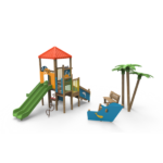 İkili Kaydıraklı Ahşap Oyun Parkı